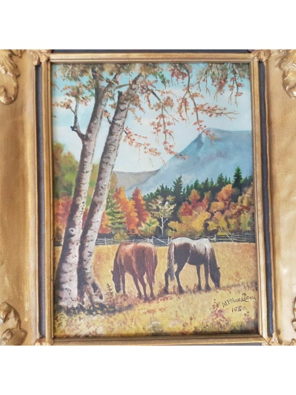 Small Vintage Original Horse Landscape Oil Painting Equestrian Cottagecore Art - Picture 2 of 10